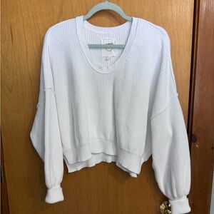 Aerie Women's Cream V-Neck Sweater